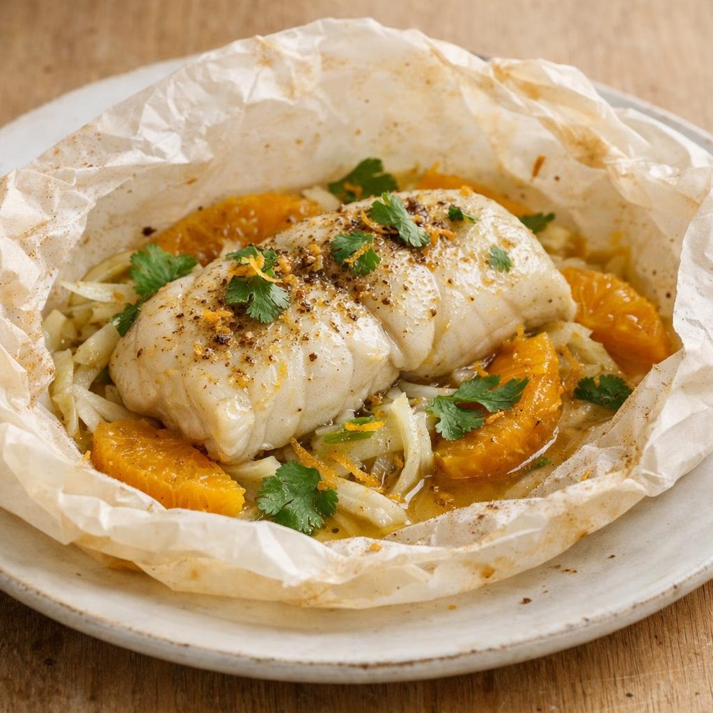 Papillote de cabillaud aux légumes